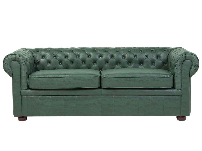 Sofa kanapa chesterfield ekoskóra zielona 211356