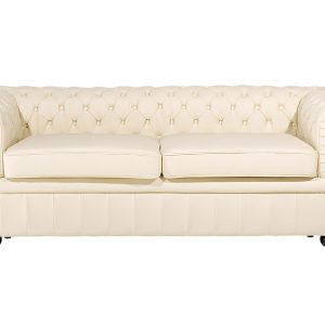 Sofa kanapa chesterfield skóra beżowa 65855 Sofa kanapa chesterfield skóra beżowa 65855