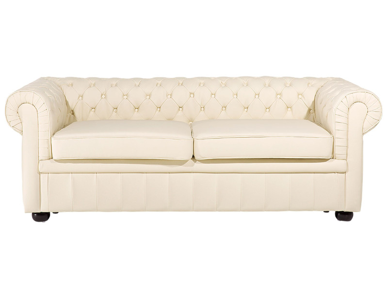 Sofa kanapa chesterfield skóra beżowa 65855