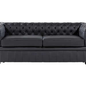 Sofa kanapa chesterfield skóra czarna 65860 Sofa kanapa chesterfield skóra czarna 65860