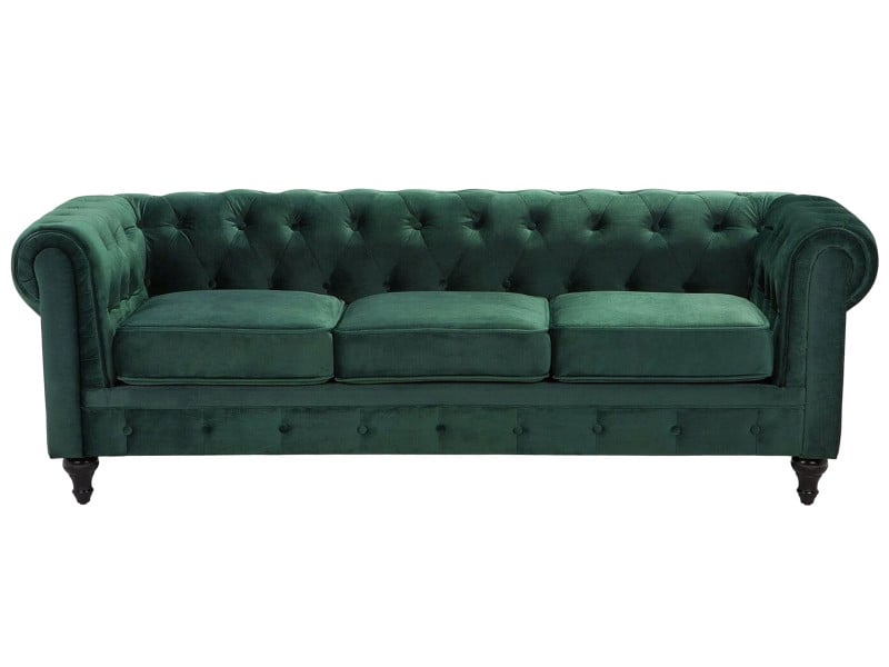 Sofa kanapa chesterfield welurowa zielona 191287