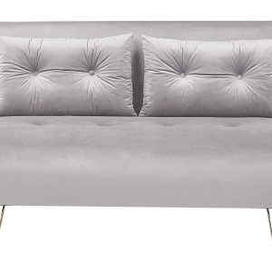 Sofa kanapa dwuosobowa welur szara 191072 Sofa kanapa dwuosobowa welur szara 191072