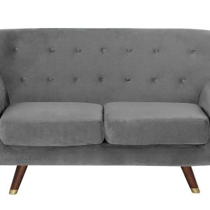 Sofa kanapa dwuosobowa welurowa szara 190692 Sofa kanapa dwuosobowa welurowa szara 190692