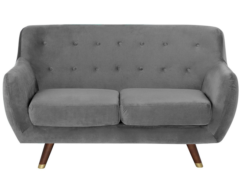 Sofa kanapa dwuosobowa welurowa szara 190692