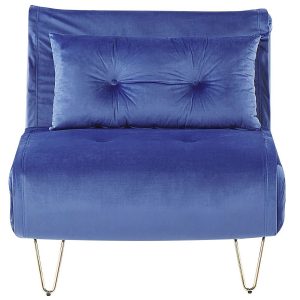 Sofa kanapa jednoosobowa welur niebieska 191092 Sofa kanapa jednoosobowa welur niebieska 191092