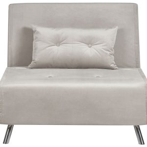 Sofa kanapa rozkładana 1-osobowa welur jasnoszara 140886 Sofa kanapa rozkładana 1-osobowa welur jasnoszara 140886