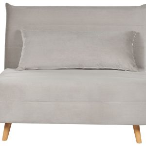 Sofa kanapa rozkładana 1-osobowa welur jasnoszara 140880 Sofa kanapa rozkładana 1-osobowa welur jasnoszara 140880