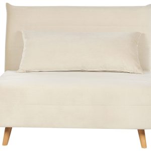 Sofa kanapa rozkładana 1-osobowa welur kremowa 140889 Sofa kanapa rozkładana 1-osobowa welur kremowa 140889