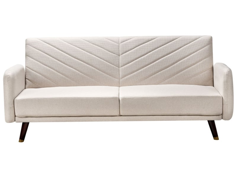 Sofa kanapa rozkładana len syntetyczny jasnobeżowa 385006