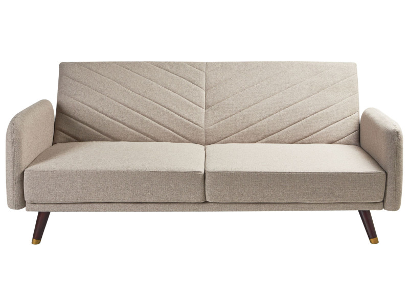 Sofa kanapa rozkładana len syntetyczny jasnobrązowa 385001
