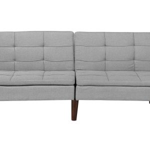 Sofa kanapa rozkładana pikowana jasnoszara 124080 Sofa kanapa rozkładana pikowana jasnoszara 124080