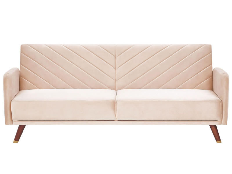 Sofa kanapa rozkładana welur beżowa 124060