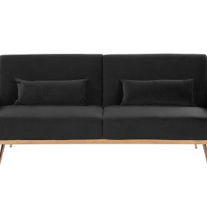 Sofa kanapa rozkładana welur czarna 124063 Sofa kanapa rozkładana welur czarna 124063
