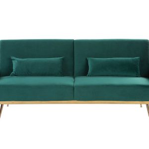 Sofa kanapa rozkładana welur zielona 124054 Sofa kanapa rozkładana welur zielona 124054