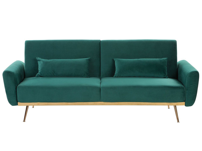 Sofa kanapa rozkładana welur zielona 124054