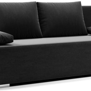 Sofa Kanapa Rozkładana z Funkcją Spania i Pojemnikiem Italia Czarna 702031 Sofa Kanapa Rozkładana z Funkcją Spania i Pojemnikiem Italia Czarna 702031