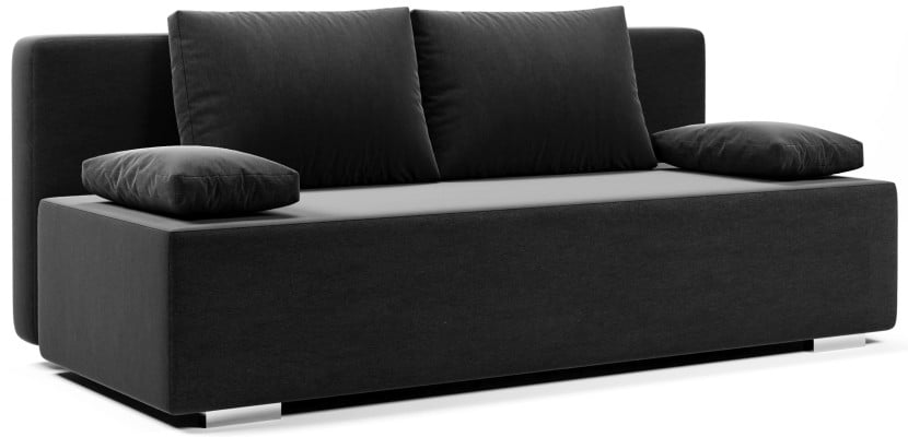 Sofa Kanapa Rozkładana z Funkcją Spania i Pojemnikiem Italia Czarna 702031