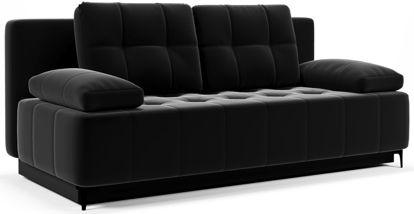 Sofa kanapa rozkładana z funkcją spania + pojemnik Mavi 3-osobowa czarna 702014