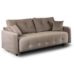 Sofa Kanapa Rozkładana z Funkcją Spania Wersalka Dwuosobowa Beżowa SEUL 497724 Sofa Kanapa Rozkładana z Funkcją Spania Wersalka Dwuosobowa Beżowa SEUL 497724