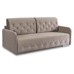 Sofa Kanapa Rozkładana z Funkcją Spania Wersalka Glamour Beżowa VIVO 521708 Sofa Kanapa Rozkładana z Funkcją Spania Wersalka Glamour Beżowa VIVO 521708