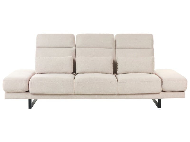Sofa kanapa trzyosobowa poliester stalowe nogi beżowa 647897