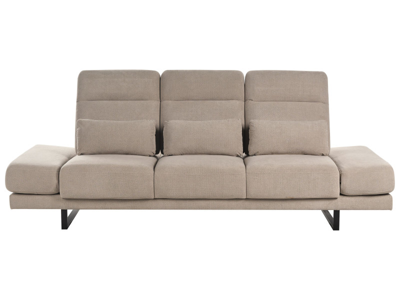 Sofa kanapa trzyosobowa poliester stalowe nogi beżowoszara 647893