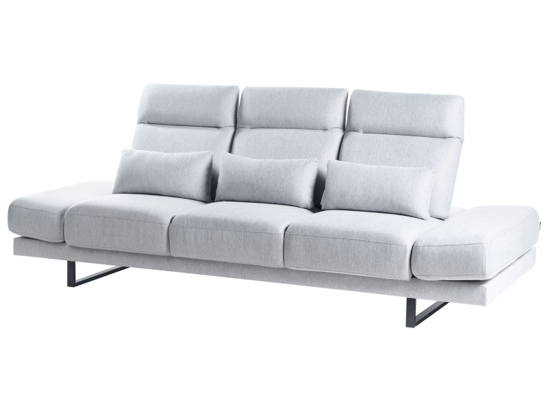 Sofa kanapa trzyosobowa poliester stalowe nogi jasnoszara 598763