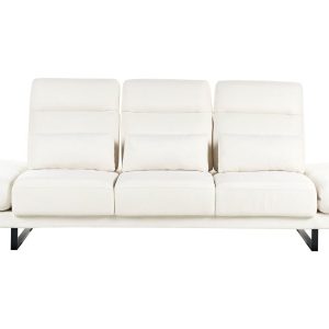 Sofa kanapa trzyosobowa poliester stalowe nogi złamana biel 647891 Sofa kanapa trzyosobowa poliester stalowe nogi złamana biel 647891