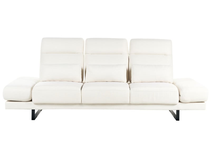 Sofa kanapa trzyosobowa poliester stalowe nogi złamana biel 647891