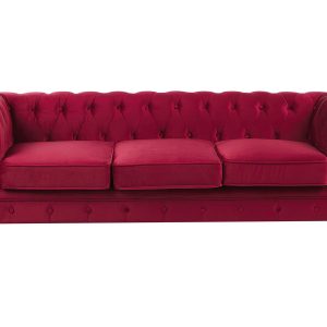 Sofa kanapa trzyosobowa retro czerwona 65877 Sofa kanapa trzyosobowa retro czerwona 65877