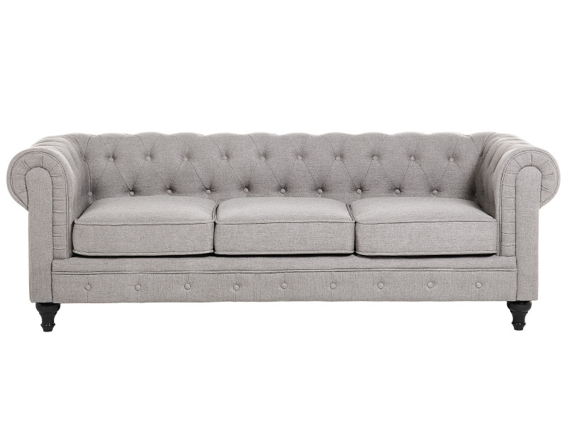 Sofa kanapa trzyosobowa retro jasnoszara 115325