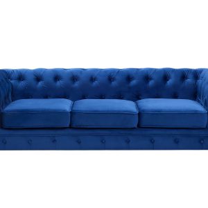Sofa kanapa trzyosobowa retro niebieska 191263 Sofa kanapa trzyosobowa retro niebieska 191263