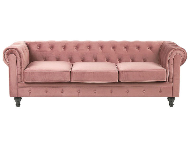Sofa kanapa trzyosobowa retro różowa 65865
