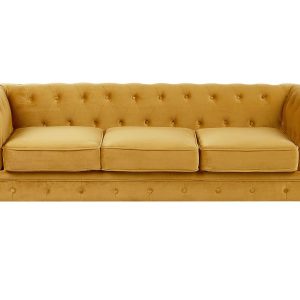 Sofa kanapa trzyosobowa retro żółta 65873 Sofa kanapa trzyosobowa retro żółta 65873