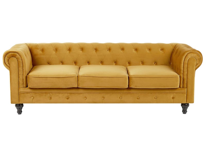 Sofa kanapa trzyosobowa retro żółta 65873