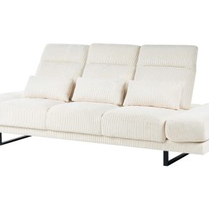Sofa kanapa trzyosobowa sztruks stalowe nogi jasnobeżowa 598764 Sofa kanapa trzyosobowa sztruks stalowe nogi jasnobeżowa 598764