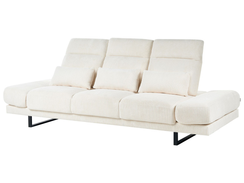 Sofa kanapa trzyosobowa sztruks stalowe nogi jasnobeżowa 598764