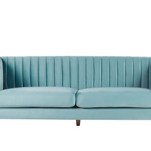 Sofa kanapa trzyosobowa welur błękitna 191059 Sofa kanapa trzyosobowa welur błękitna 191059