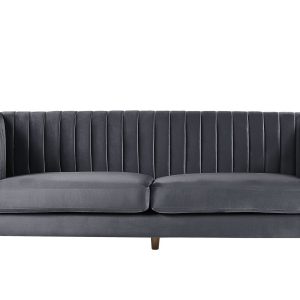 Sofa kanapa trzyosobowa welur ciemnoszara 191129 Sofa kanapa trzyosobowa welur ciemnoszara 191129