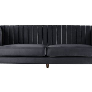 Sofa kanapa trzyosobowa welur czarna 191106 Sofa kanapa trzyosobowa welur czarna 191106