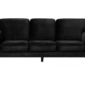 Sofa kanapa trzyosobowa welur czarna 190503 Sofa kanapa trzyosobowa welur czarna 190503