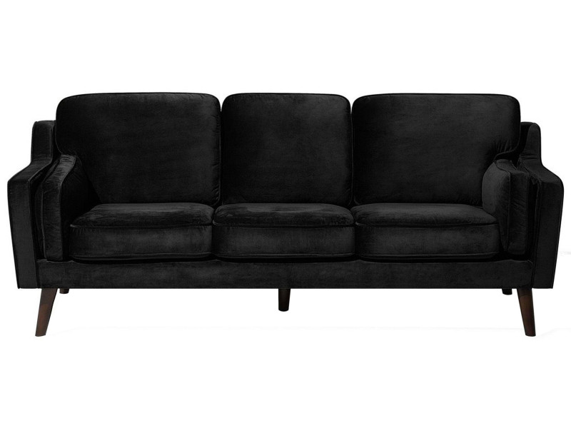 Sofa kanapa trzyosobowa welur czarna 190503