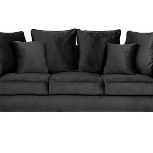 Sofa kanapa trzyosobowa welurowa czarna 190680 Sofa kanapa trzyosobowa welurowa czarna 190680