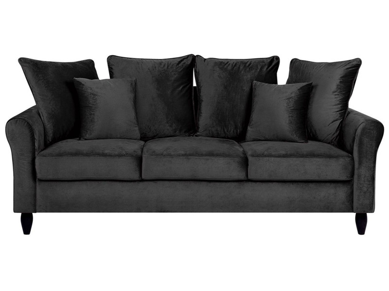 Sofa kanapa trzyosobowa welurowa czarna 190680
