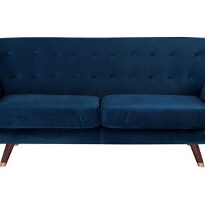 Sofa kanapa trzyosobowa welurowa niebieska 190681 Sofa kanapa trzyosobowa welurowa niebieska 190681