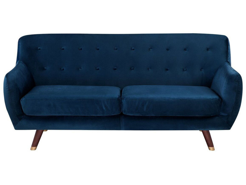 Sofa kanapa trzyosobowa welurowa niebieska 190681