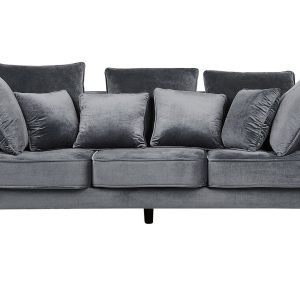 Sofa kanapa trzyosobowa welurowa szara 65856 Sofa kanapa trzyosobowa welurowa szara 65856