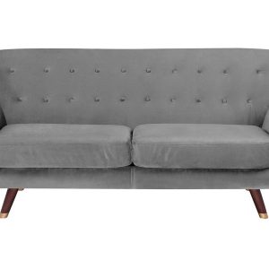 Sofa kanapa trzyosobowa welurowa szara 190677 Sofa kanapa trzyosobowa welurowa szara 190677