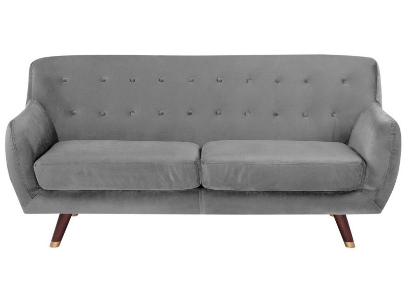 Sofa kanapa trzyosobowa welurowa szara 190677