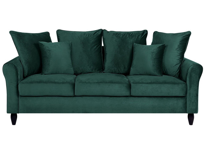 Sofa kanapa trzyosobowa welurowa zielona 190669